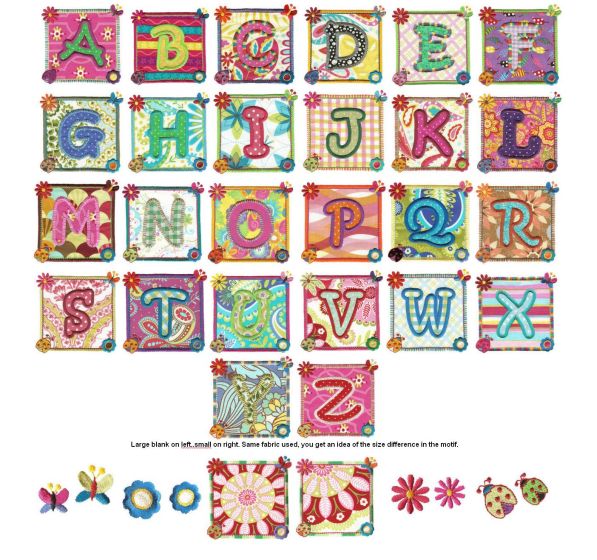 Garden Patch Alphabet Applique Machine Embroidery Designs by JuJu 