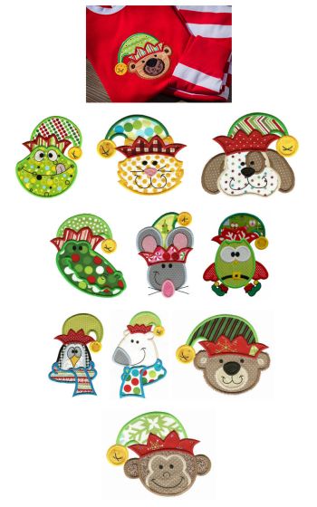 Santas Critter Helpers Applique Machine Embroidery Designs by JuJu 