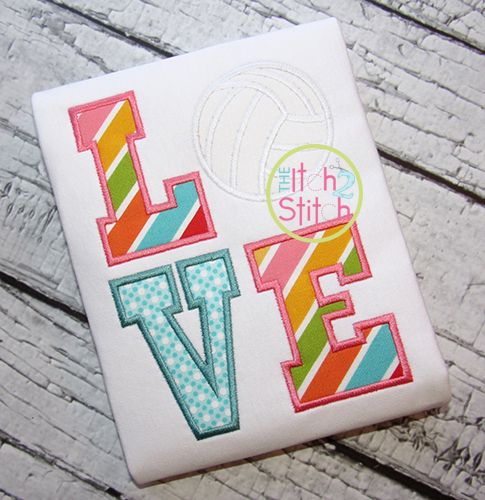 Volleyball LOVE Applique | Machine Embroidery Designs by JuJu