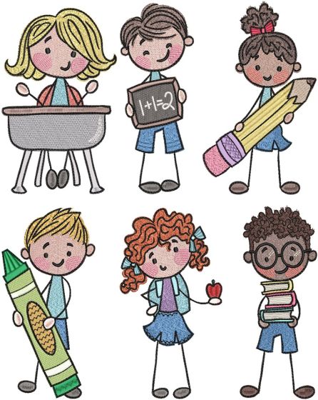 Back To School Stix People | Machine Embroidery Designs by JuJu