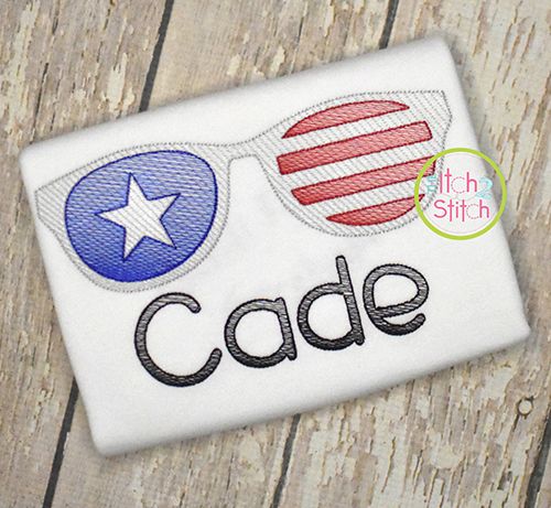 Patriotic Sunglasses Sketch | Machine Embroidery Designs by JuJu