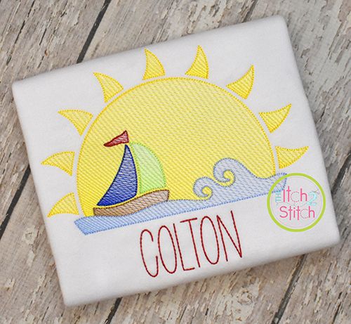 Sunset Sail Sketch | Machine Embroidery Designs by JuJu