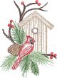 Christmas Cardinal Vintage Sketch | Machine Embroidery Designs by JuJu
