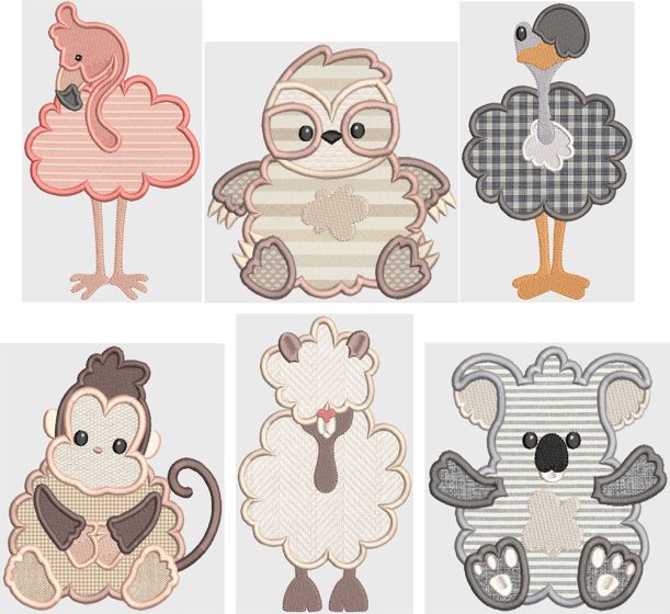 Fluffy Hair Friends Applique Machine Embroidery Designs by JuJu 