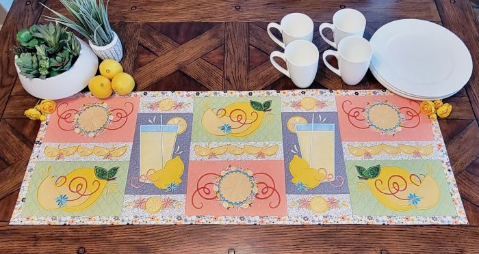 ITH Fresh Lemons Table Runner | Machine Embroidery Designs by JuJu