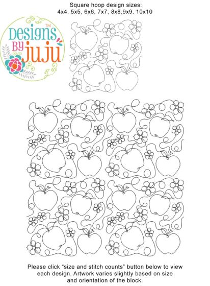 Apple And Apple Blossoms End-to-End Quilting Design | Machine Embroidery Designs by JuJu