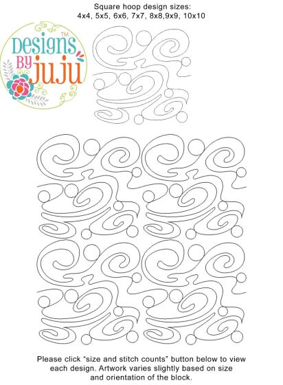 Bubbling Waves End-to-End Quilting Design | Machine Embroidery Designs by JuJu