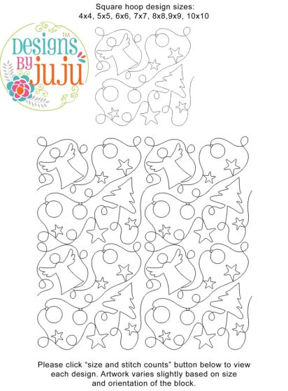 Christmas Angel Tree Star Ornaments End-to-End Quilting Design | Machine Embroidery Designs by JuJu