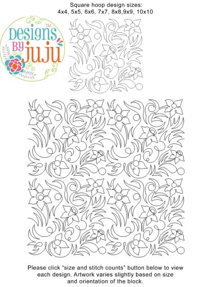 Daffodils with Stems End-to-End Quilting Design | Machine Embroidery Designs by JuJu