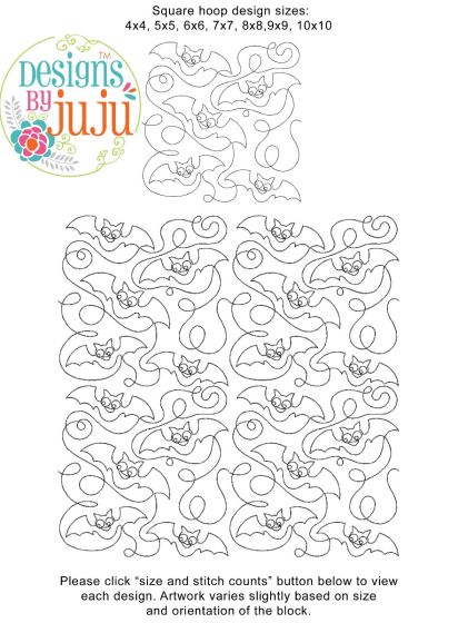 Halloween Bats End-to-End Quilting | Machine Embroidery Designs by JuJu