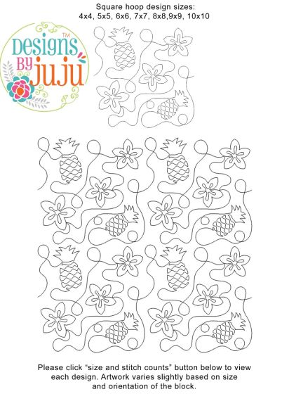 Hawaiian Pineapple End-to-End Quilting | Machine Embroidery Designs by JuJu