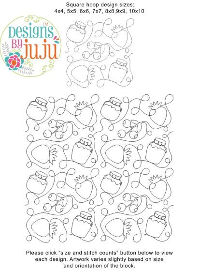 Jam Jars And Berries End-to-End Quilting Design | Machine Embroidery Designs by JuJu