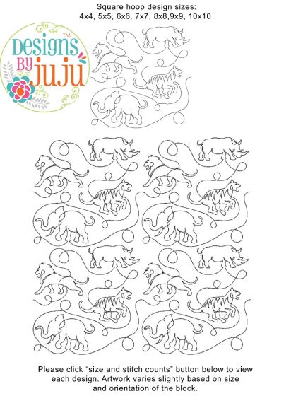 Jungle Safari End-to-End Quilting | Machine Embroidery Designs by JuJu