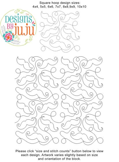 Mustaches End-to-End Quilting Embroidery Design | Machine Embroidery Designs by JuJu