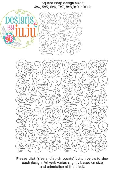 Paisley 4 End-to-End Quilting | Machine Embroidery Designs by JuJu