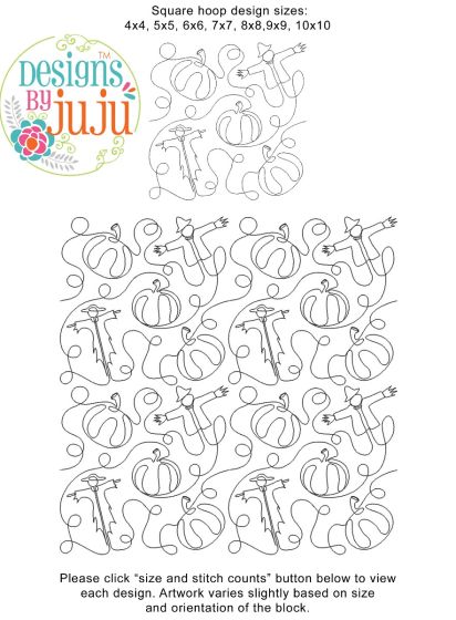 Scarecrows And Pumpkins End-to-End Quilting Design | Machine Embroidery Designs by JuJu