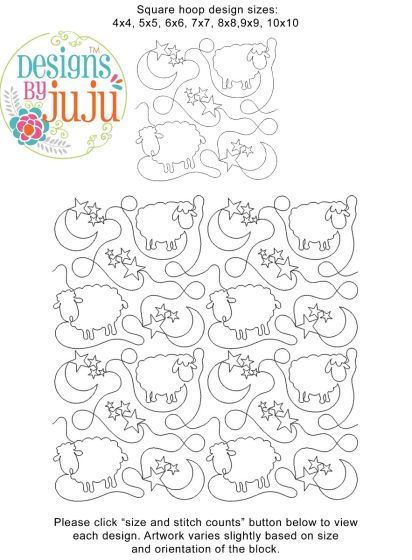 Sheep Moon Stars End-to-End Quilting Design | Machine Embroidery Designs by JuJu