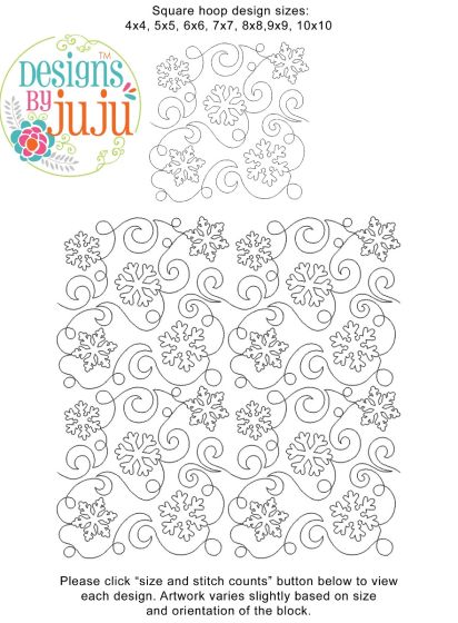 Snowflakes Loops Swirls End-to-End Quilting Design | Machine Embroidery Designs by JuJu
