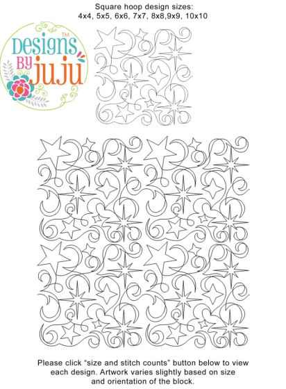 Starry Night End-to-End Quilting Design | Machine Embroidery Designs by JuJu