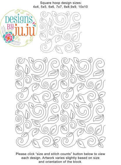 Swirly Vines End-to-End Quilting Embroidery Design | Machine Embroidery Designs by JuJu