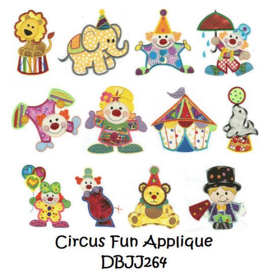Circus Fun Applique Machine Embroidery Designs by JuJu 