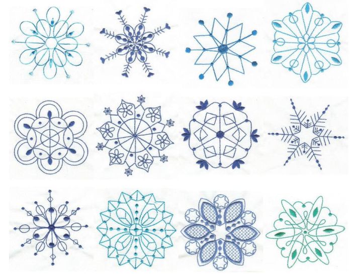Simply Snowflakes Bluework Machine Embroidery Designs by JuJu
