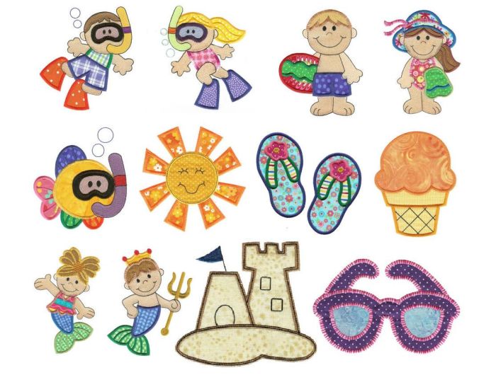 Summer Daze Applique Machine Embroidery Designs by JuJu 