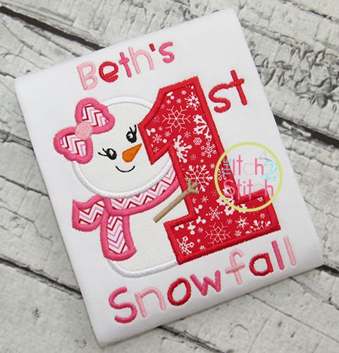 First Snowfall Girl Applique | Machine Embroidery Designs by JuJu
