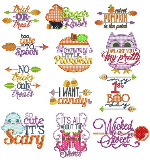 Halloween Word Art Machine Embroidery Designs by JuJu
