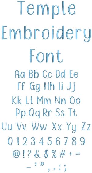 Temple Embroidery Font | Machine Embroidery Designs by JuJu