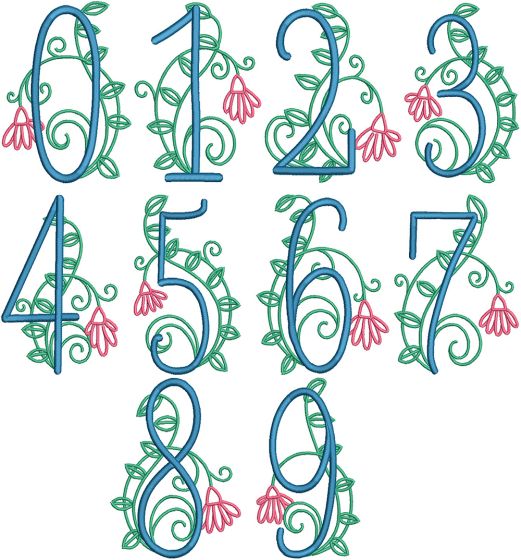 Campbell Numbers | Machine Embroidery Designs by JuJu