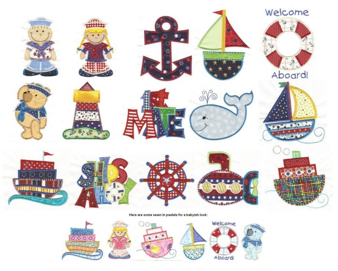 Ships Ahoy Applique Machine Embroidery Designs by JuJu 