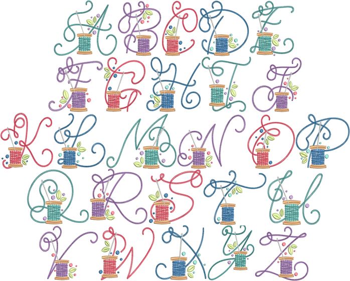 Sewing Alphabet | Machine Embroidery Designs by JuJu