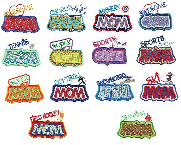 Sports Mom Applique Set 2 Machine Embroidery Designs by JuJu