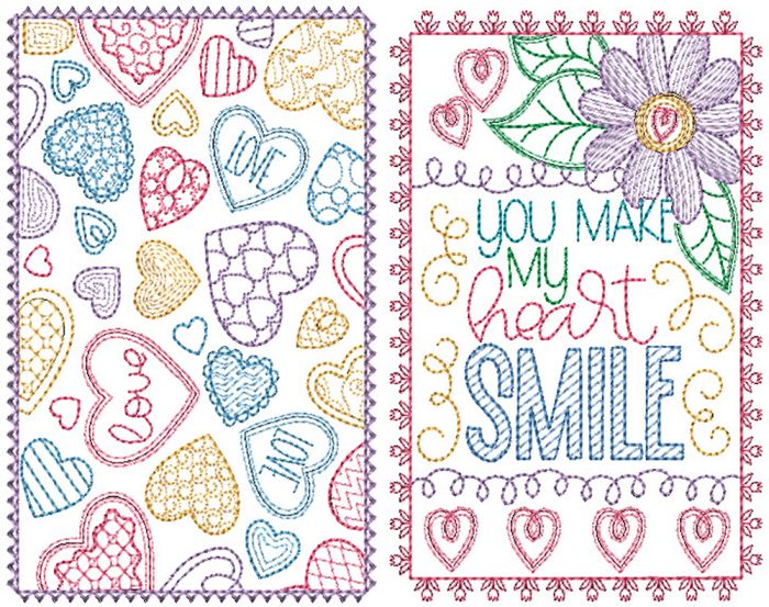 Valentines Greeting Cards 4 | Machine Embroidery Designs by JuJu