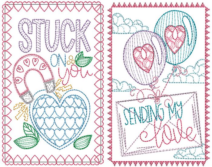 Valentines Greeting Cards 6 | Machine Embroidery Designs by JuJu