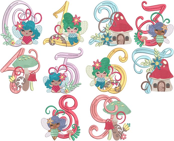 Fairy Numbers | Machine Embroidery Designs by JuJu