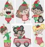 Cute Christmas Elves Digital Embroidery Designs by JuJu
