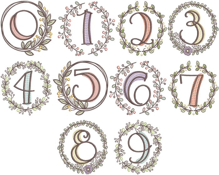 Hope Laurel Numbers | Machine Embroidery Designs by JuJu 