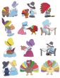 Thanksgiving Sunbonnets Filled Machine Embroidery Designs by JuJu