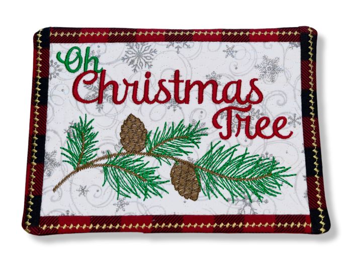 ITH Oh Christmas Tree Mug Rug | Machine Embroidery Designs by JuJu