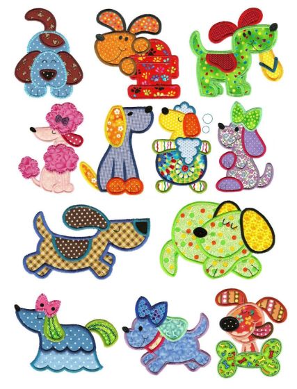 Crazy Dogs Applique Machine Embroidery Designs by JuJu 