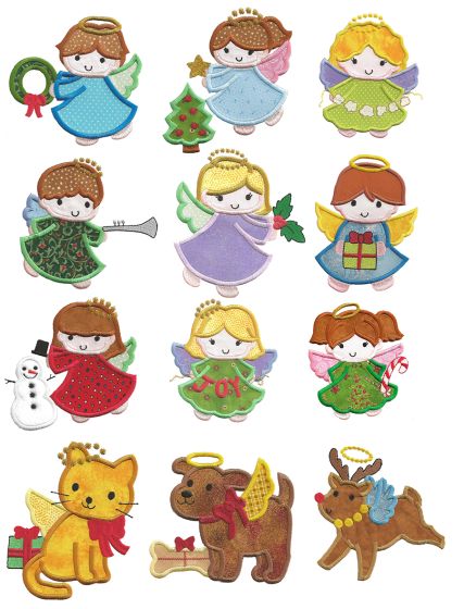 Little Christmas Angels Applique Designs by JuJu
