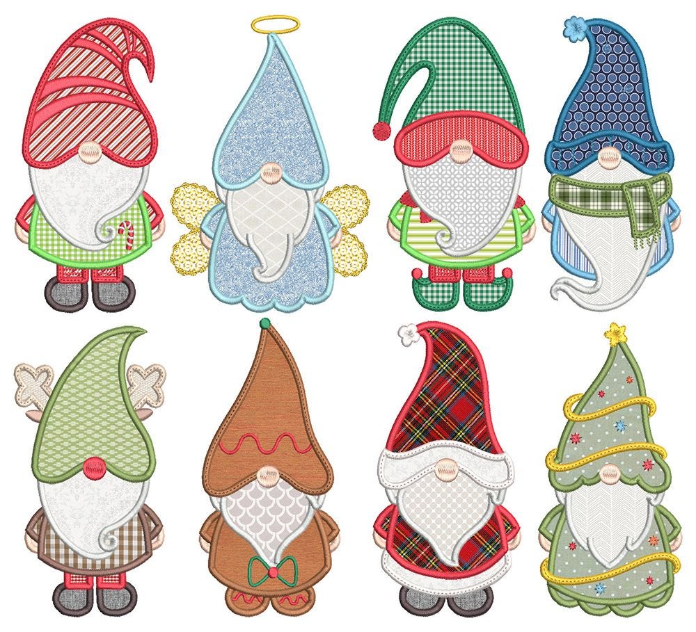 Christmas Gnomes Applique 2 Machine Embroidery Designs by JuJu christmas-gnomes-applique-2-machine-embroidery-designs-by-juju