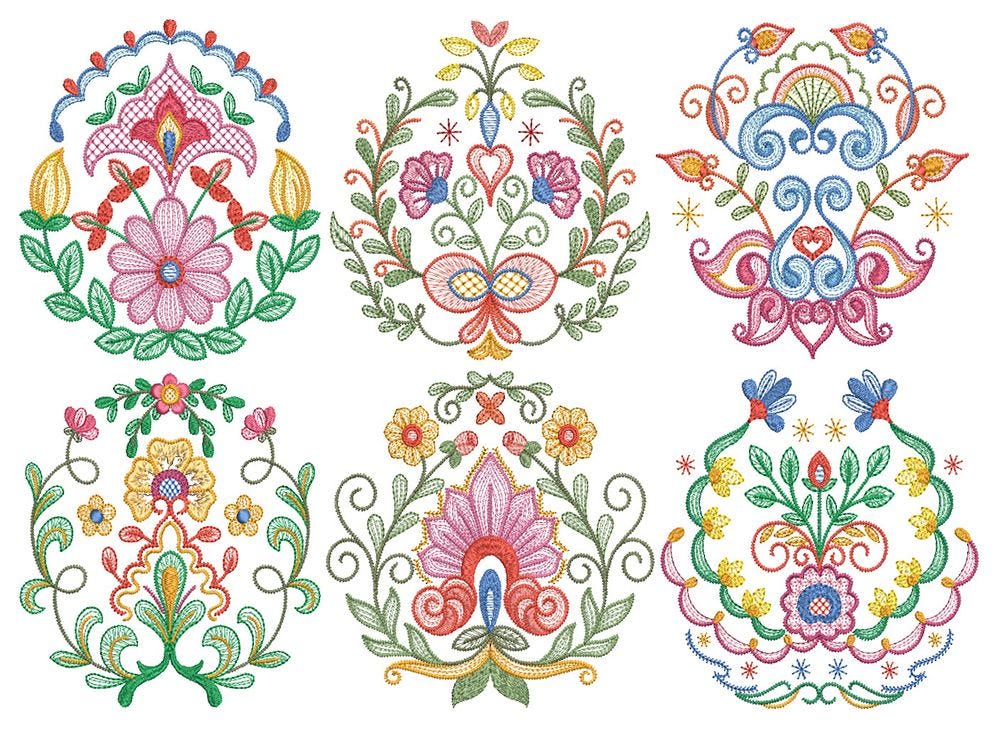 Folk Art Floral Motifs 2 Machine Embroidery Designs by JuJu