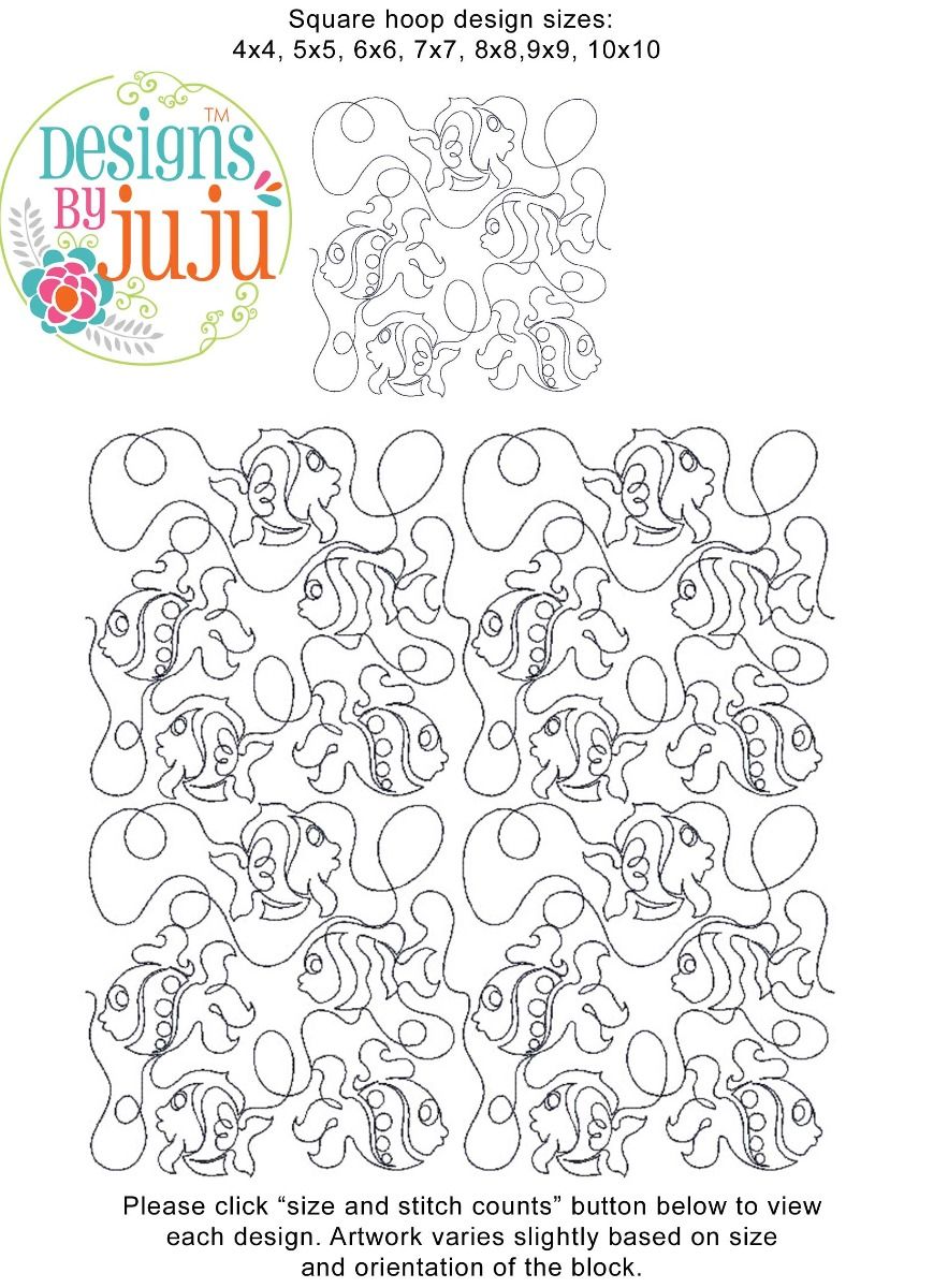 【CPGN STUDIO】LIKE A FISH Embroidery MTM Many Little Fish 4x4 Machine Embroidery – Small School of