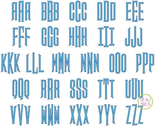 Mansion Large Monogram Embroidery Font | Machine Embroidery