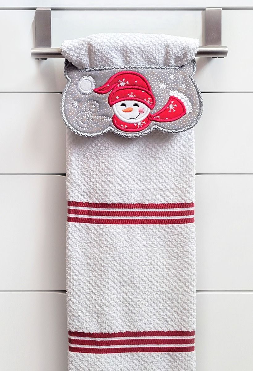 ITH Snowman Wrap Around Towel Toppers Machine Embroidery Designs by JuJu