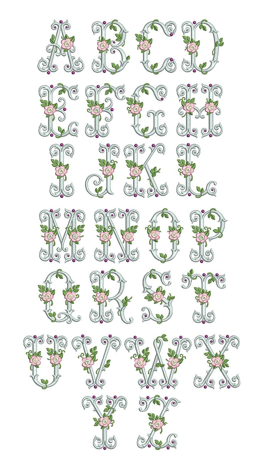 Roseページ Art Deco Rose Corner Embroidery Design | EmbroideryDesigns.com