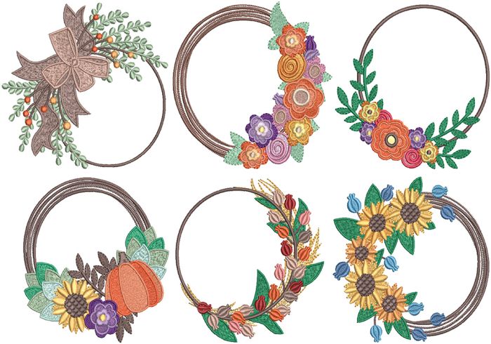 Elegant Fall Wreaths | Machine Embroidery Designs by JuJu